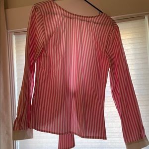 Pink strip backless blous